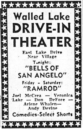 Walled Lake Drive-In Theatre - Old Ad From 1948 (newer photo)